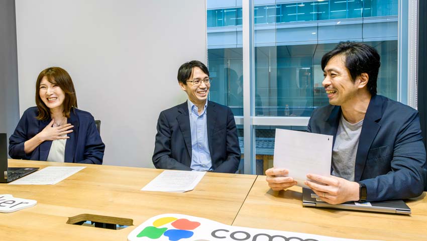 正木 郁太郎さん、石川 暁さん、小林 稚菜さん インタビューの様子