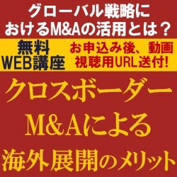 グローバル戦略におけるM&Aの活用とは？
【無料/動画視聴版ウェビナー】
日本企業のグローバル戦略/
クロスボーダーM&Aによる海外展開のメリット