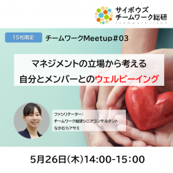 【15社限定】チームワークMeetup#03 -マネジメントの立場から考える自分とメンバーとのウェルビーイング-